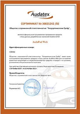 Сертификат Audatex