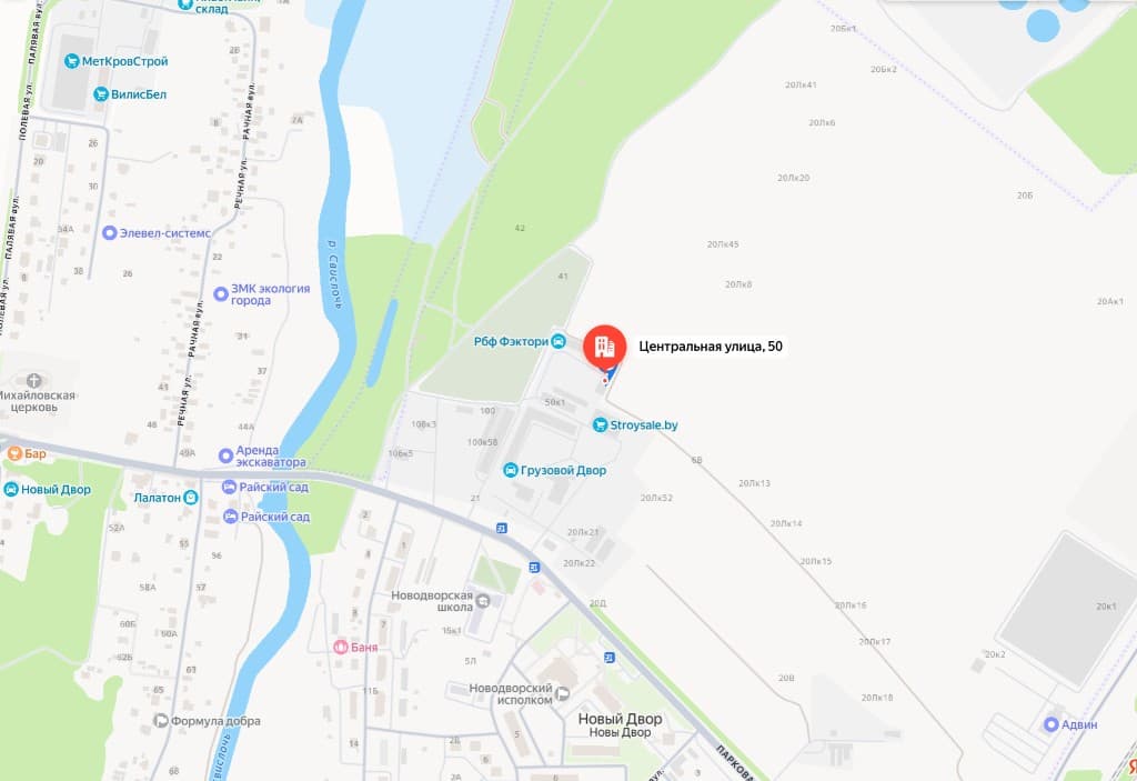 Яндекс Карта: агрогородок Новый Двор, Центральная улица, 50